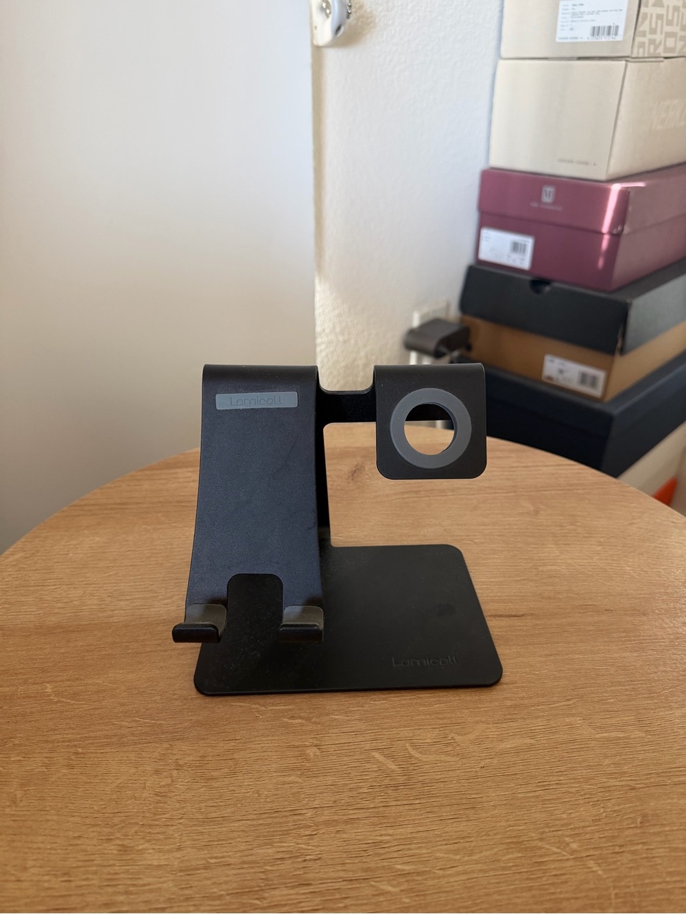 Black Phone/Tablet & Apple Watch Stand - Adjustable 2-in-1 Dock